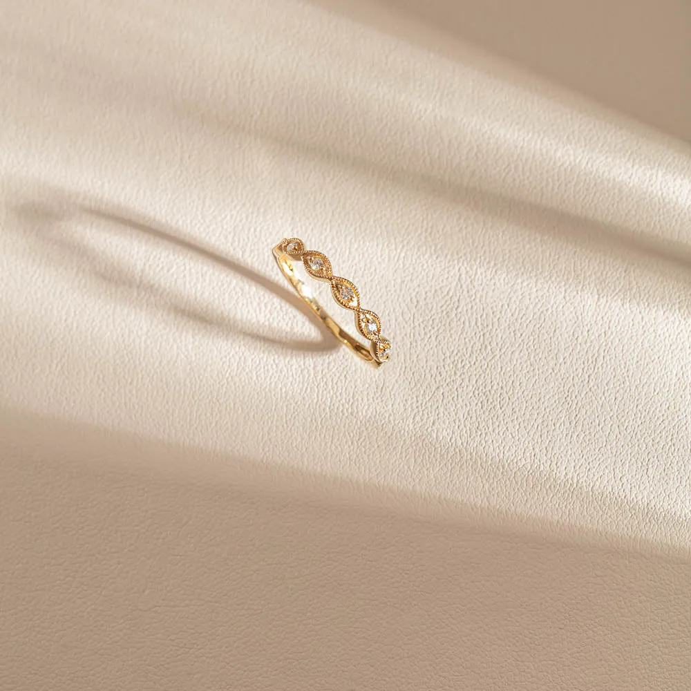 14ct Yellow Gold Diamond Rapunzel Band