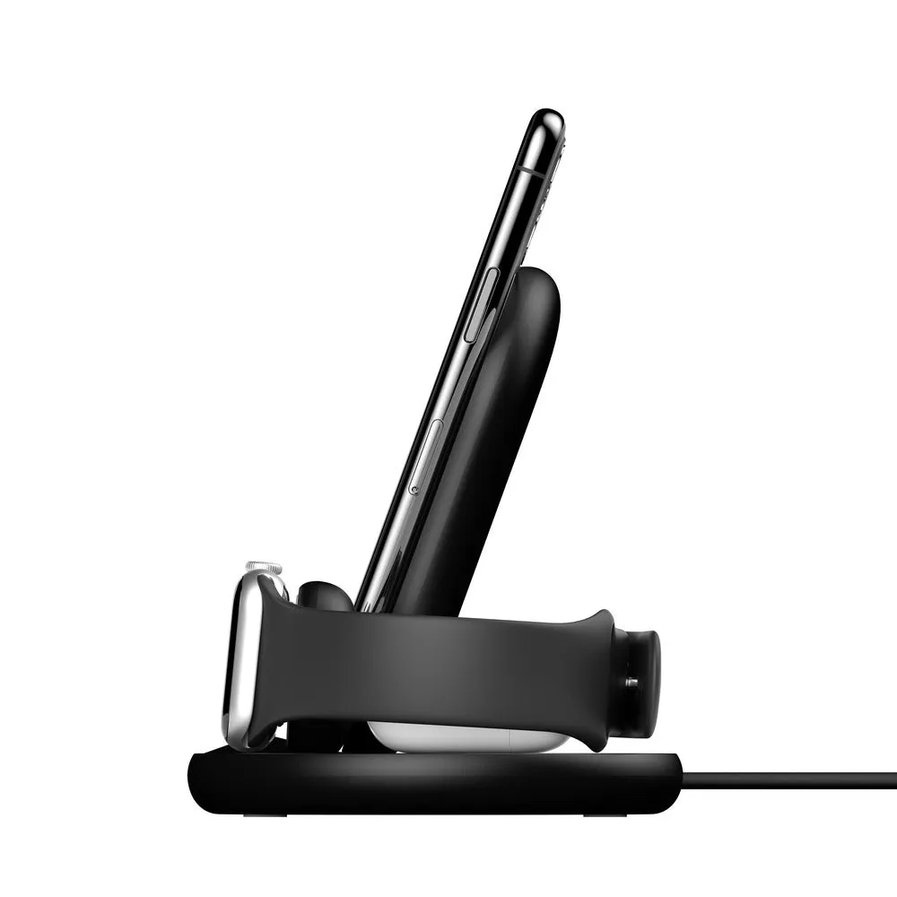 Belkin 3-in-1 Wireless Charger  With 10W Stand & Pad for Apple Watch & Airpods Pro-Black