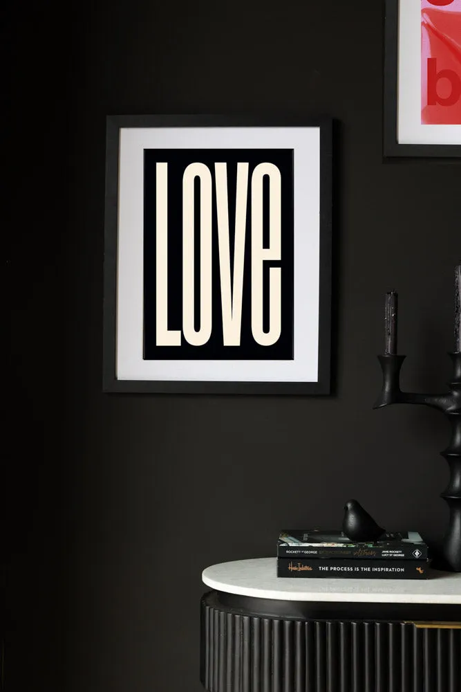 Black & Cream Love Art Print