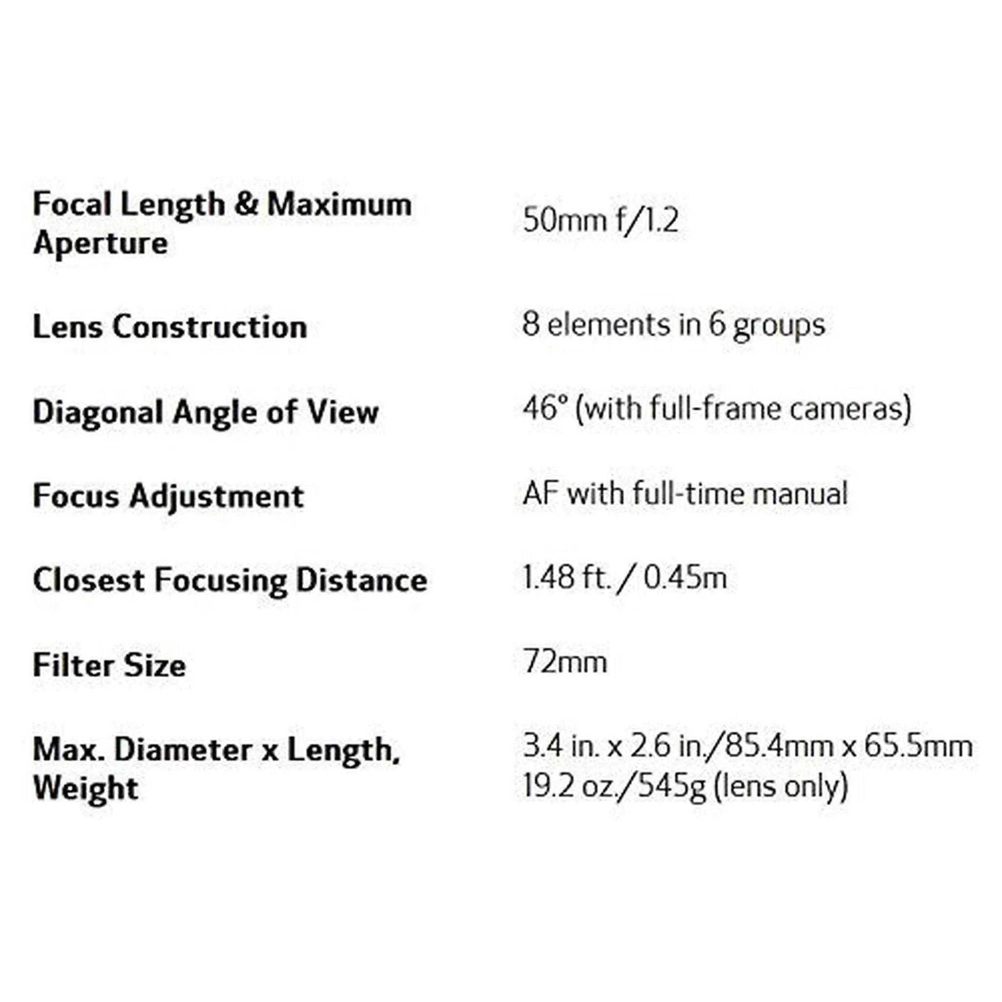 Canon EF 50mm f/1.2 L USM Lens for Canon Digital SLR Cameras - International Model