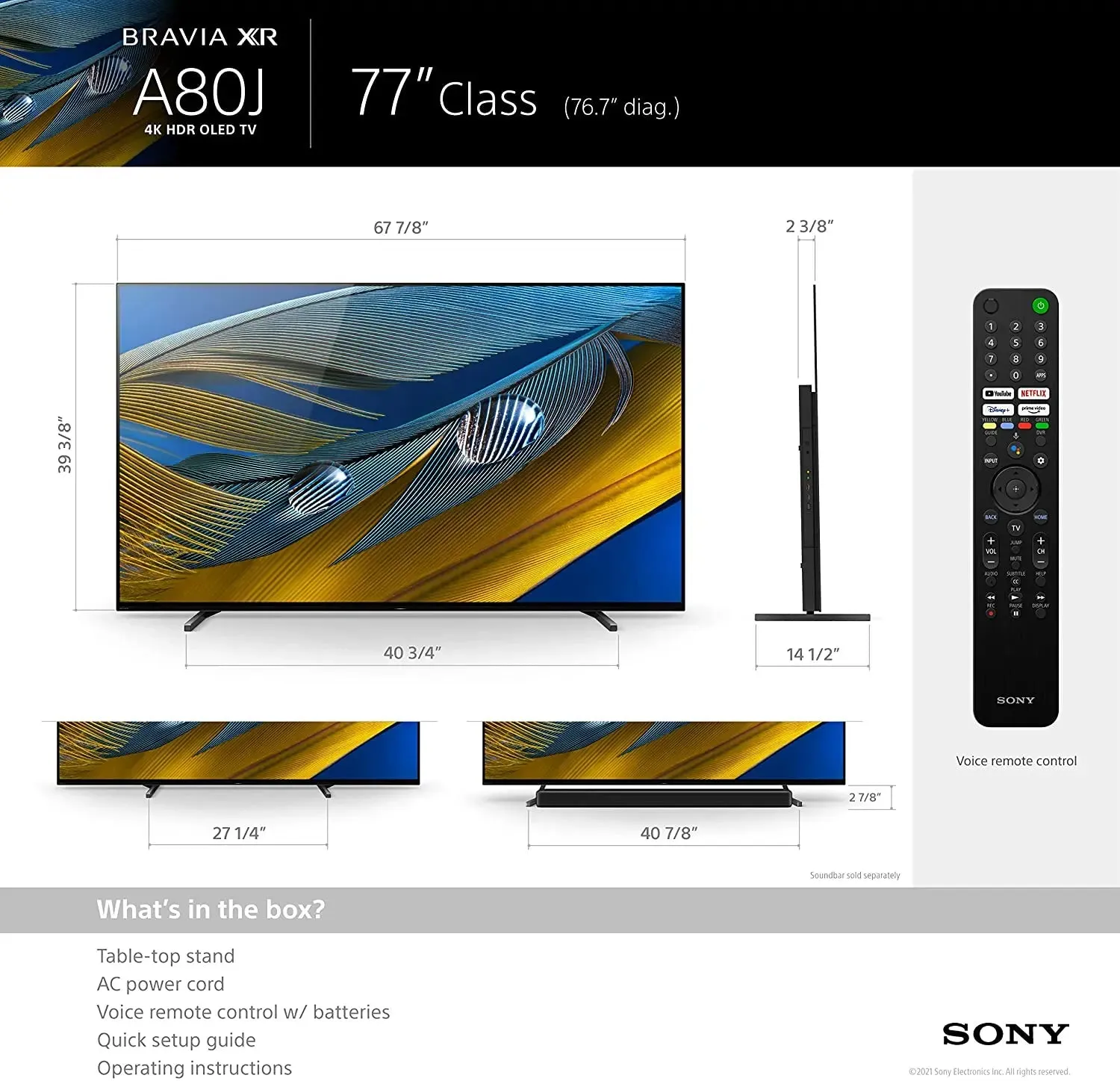 Certified Refurbished - Sony XR77A80J 77" Class BRAVIA XR OLED 4K Ultra HD Smart Google TV