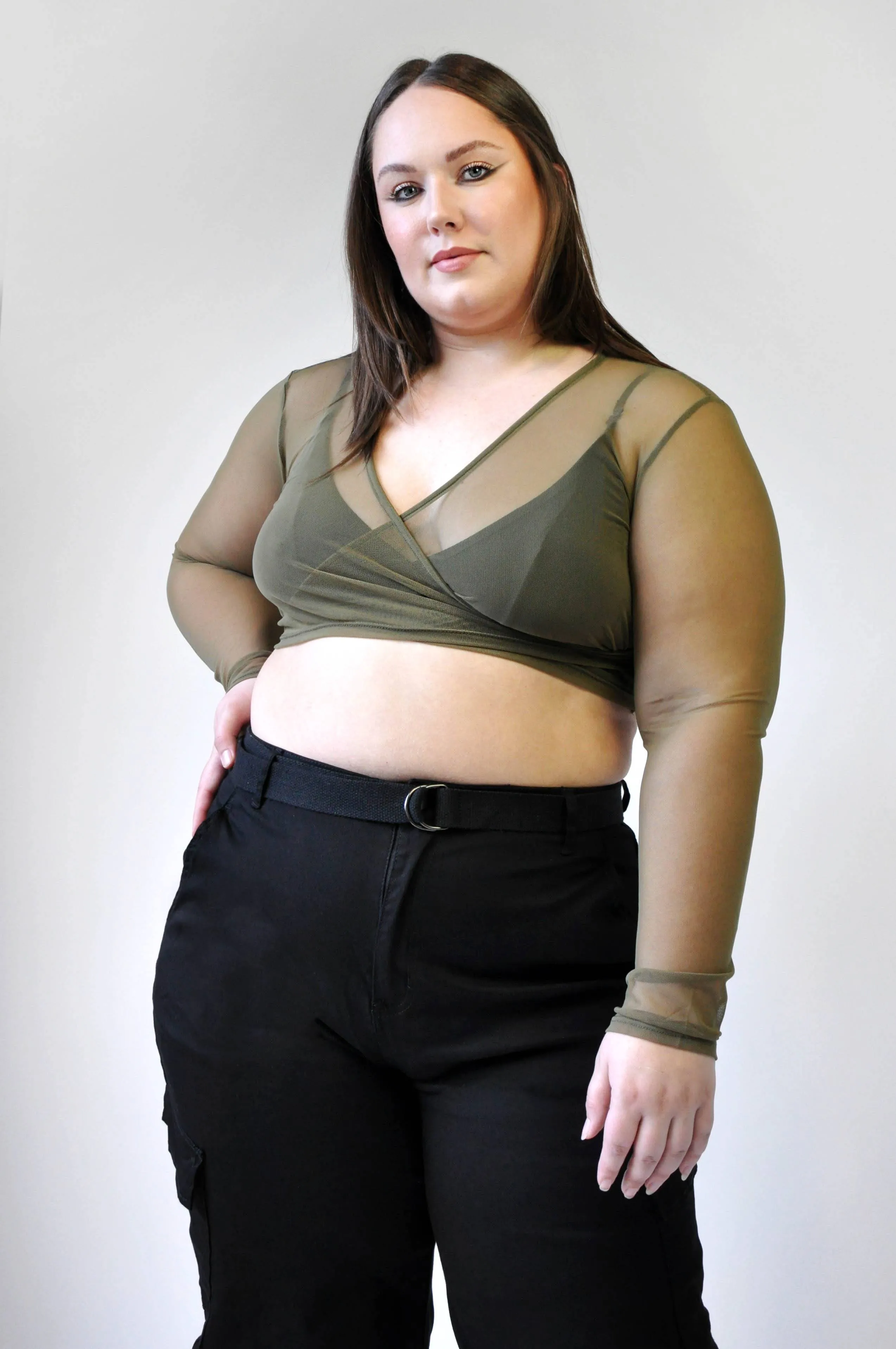 Cross Over Longsleeve Mesh Top