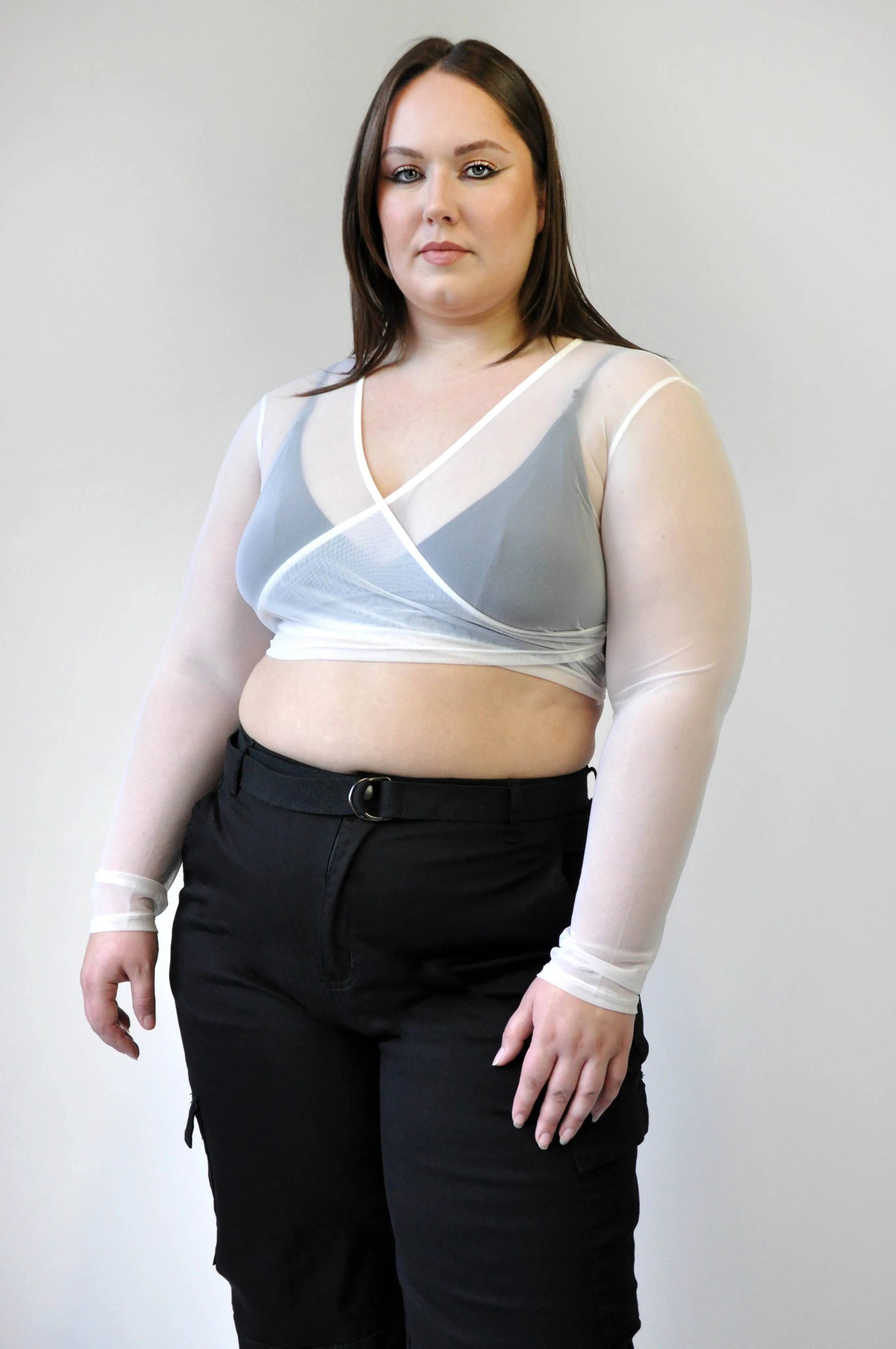 Cross Over Longsleeve Mesh Top