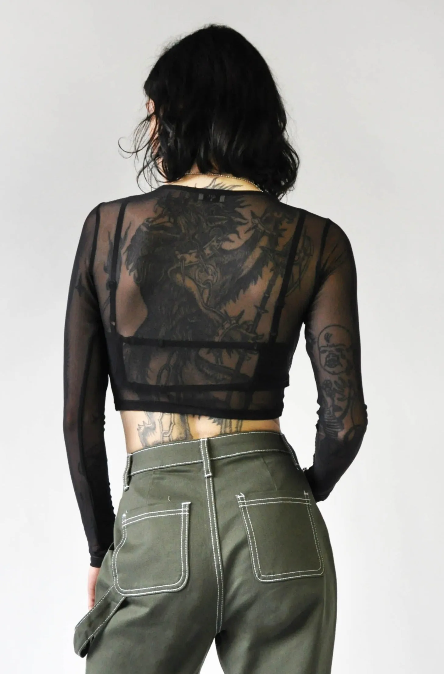 Cross Over Longsleeve Mesh Top