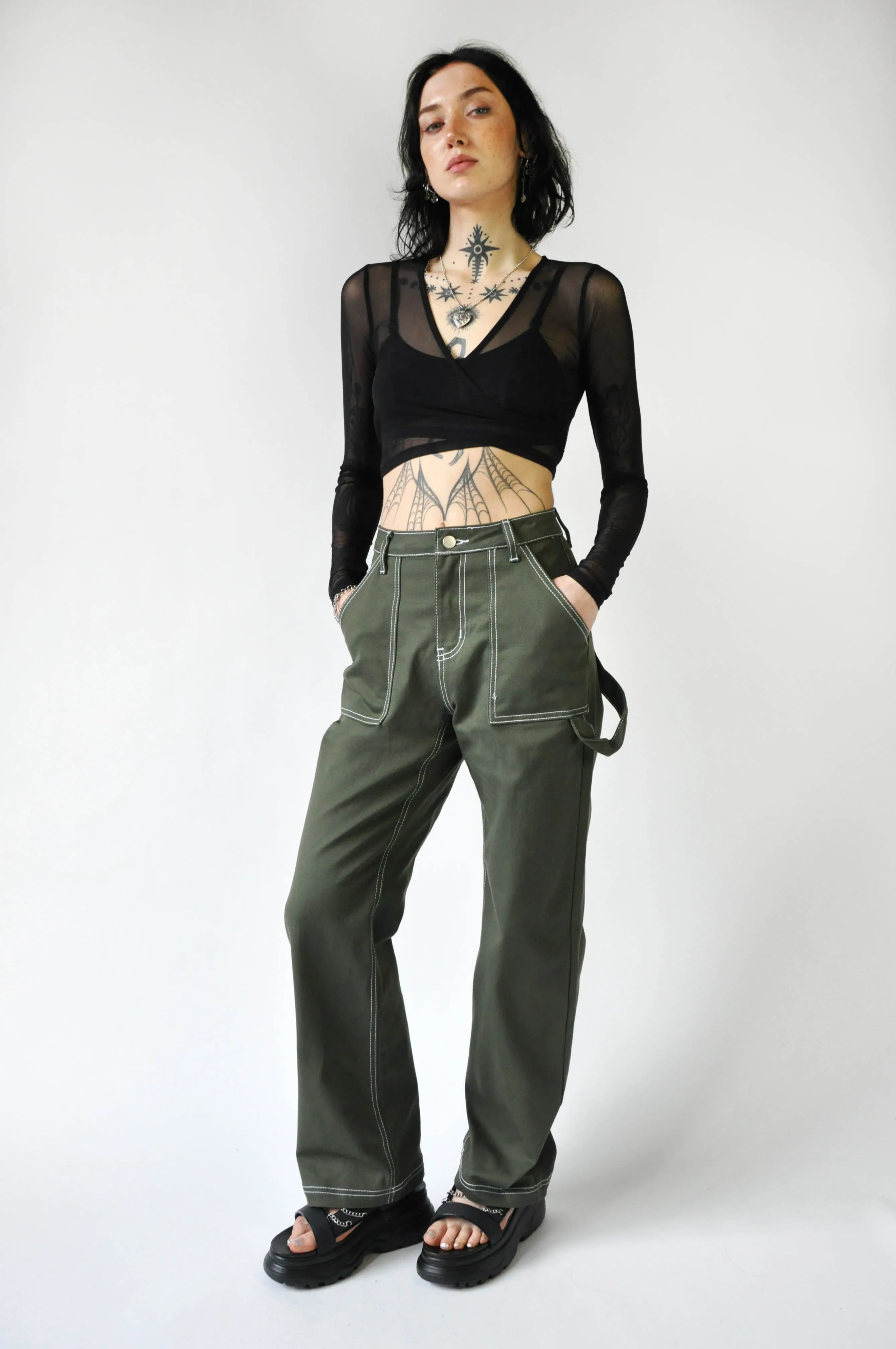 Cross Over Longsleeve Mesh Top