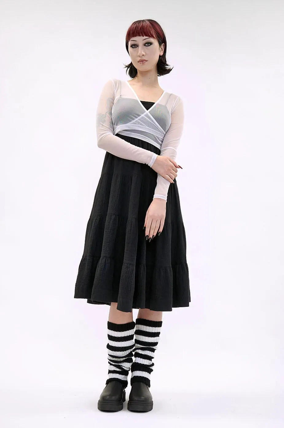 Cross Over Longsleeve Mesh Top