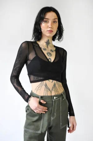 Cross Over Longsleeve Mesh Top