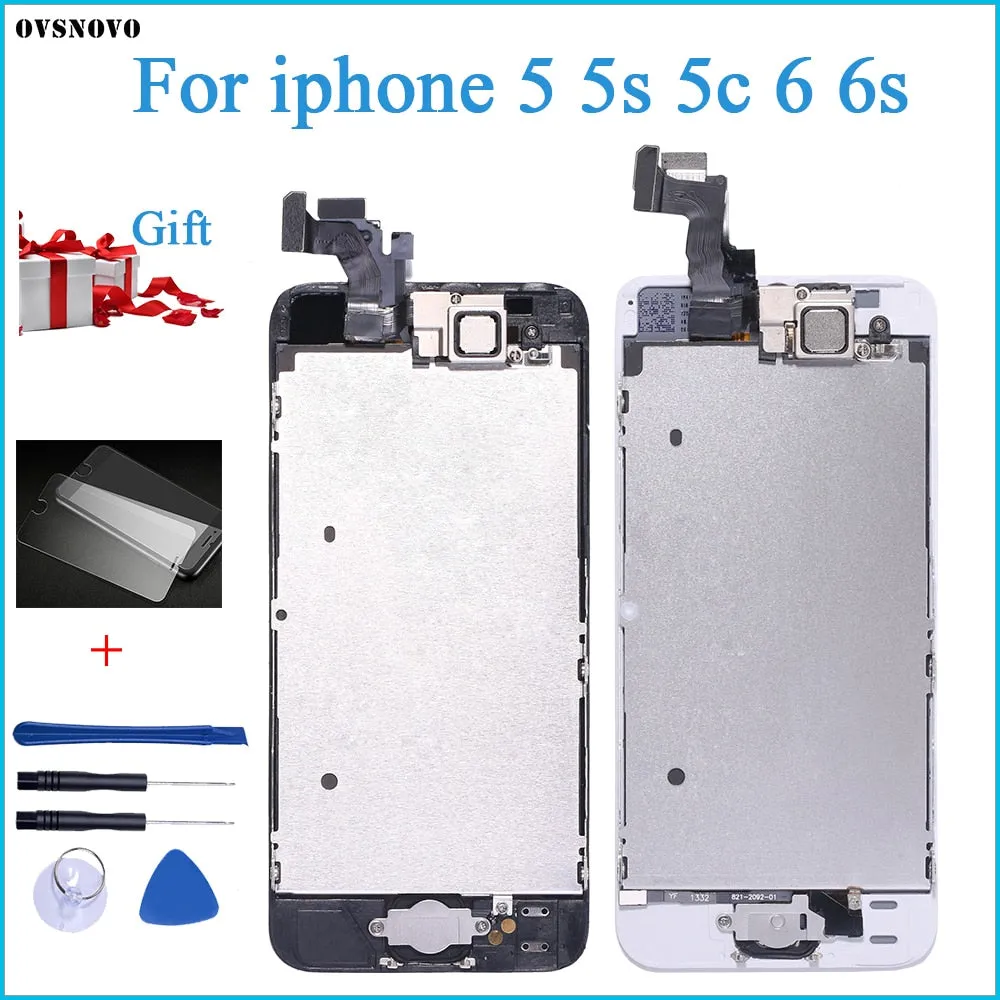 Full Assembly LCD Display for iPhone 5s 6s se 6 Touch Screen Digitizer Replacement with Home Button Front Camera Complete LCD