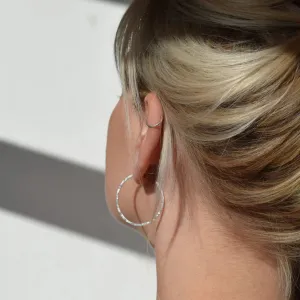 Hoop Earrings - Silver - Medium - Textured