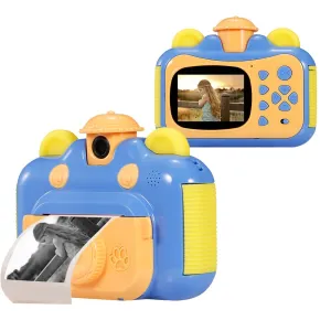 Instant Print Camera for Kid with Print Paper 2.4 Inch Screen 12MP Photo 1080p Video Rechargeable Photo Camera Gift for Children