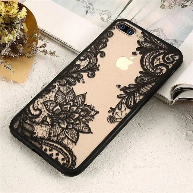 KISSCASE Case For iPhone XR 5S 5 Se 6 7 8 Plus Luxury Lace Flower Back Case For iPhone 11 Pro 11 Pro max  XS Max XR X Capinhas