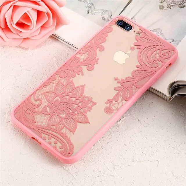 KISSCASE Case For iPhone XR 5S 5 Se 6 7 8 Plus Luxury Lace Flower Back Case For iPhone 11 Pro 11 Pro max  XS Max XR X Capinhas