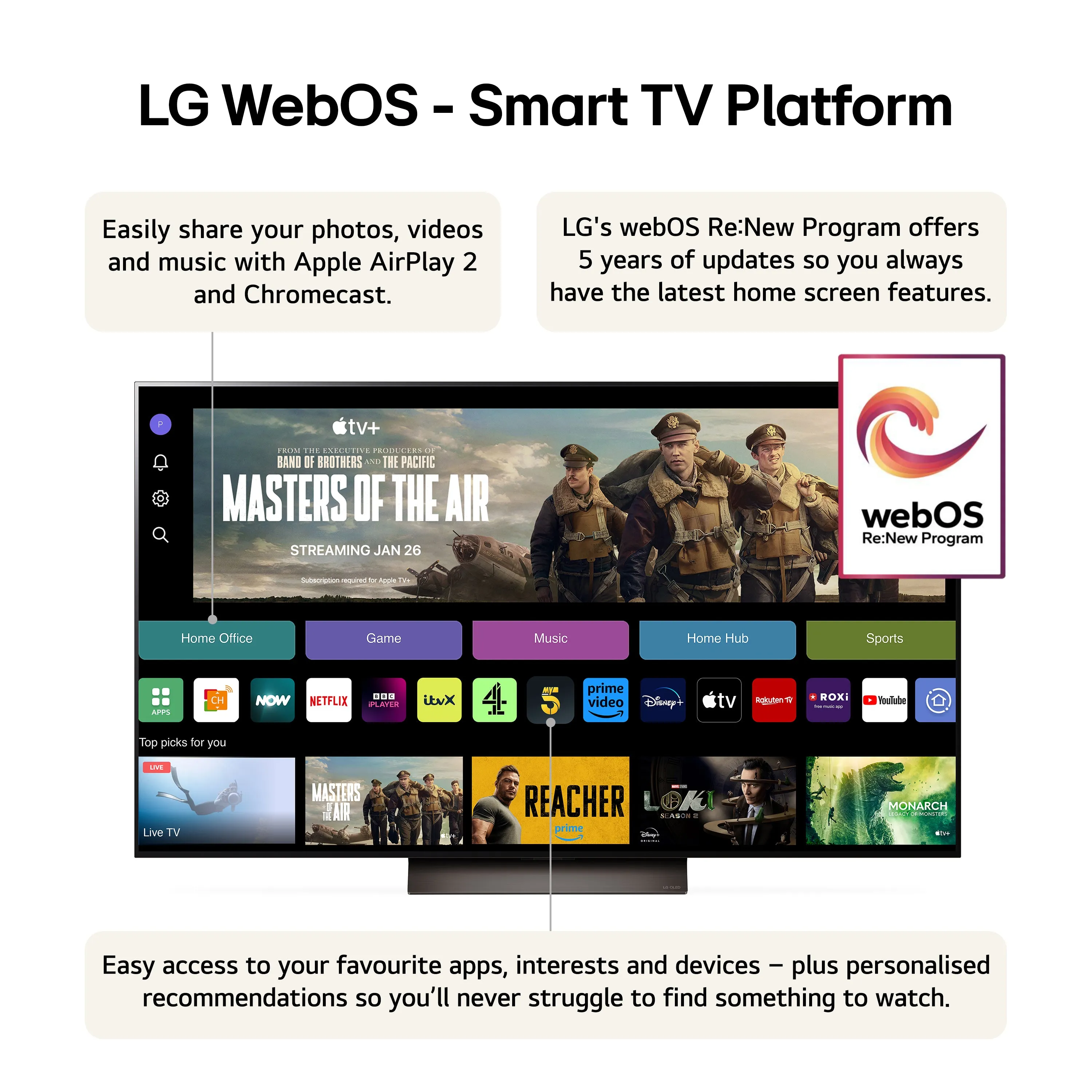 LG OLED55C46LA 55 Inch C4 4K Ultra HD HDR OLED evo Smart TV 2024