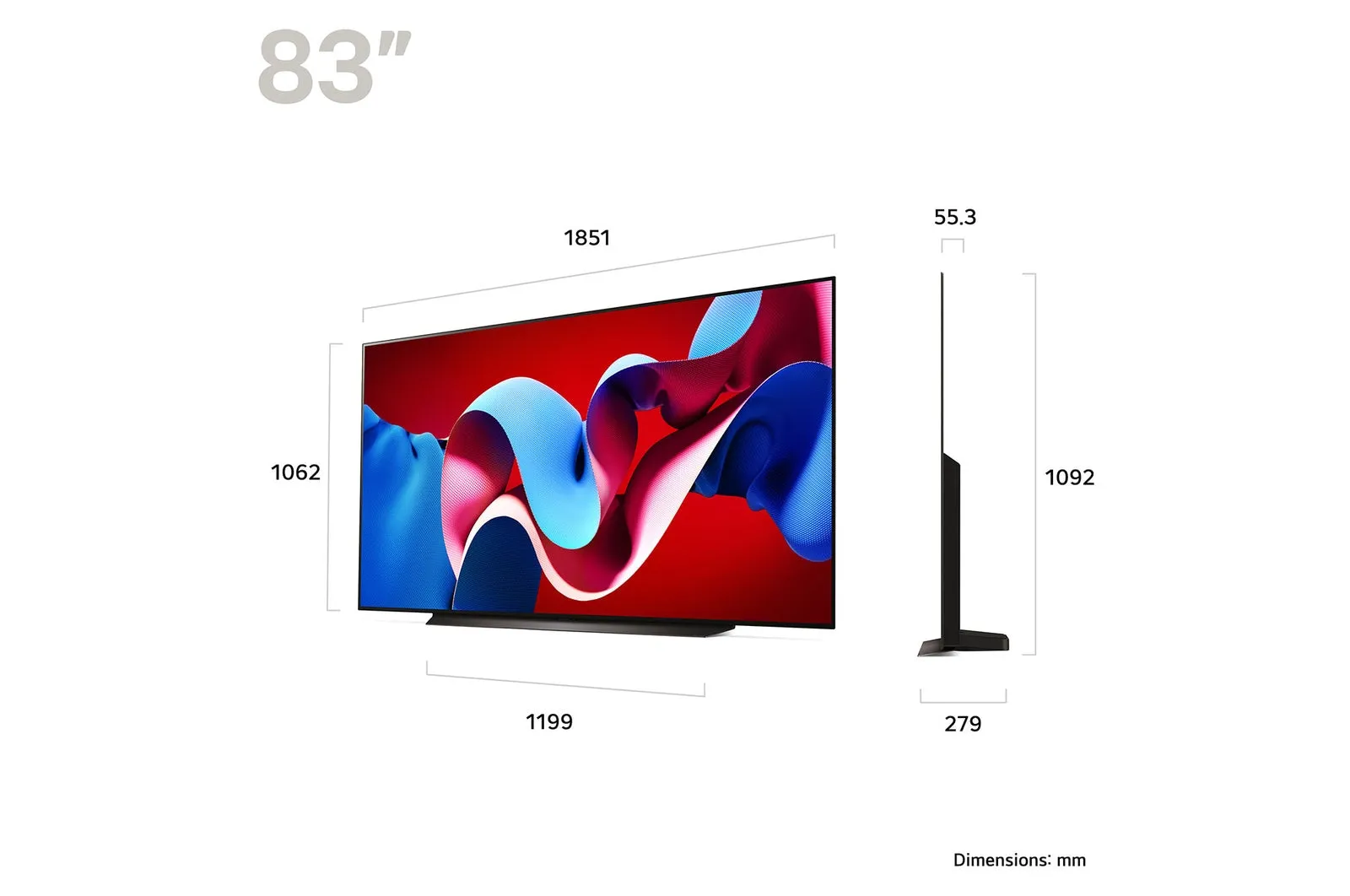 LG OLED83C44LA 83 Inch OLED evo AI C4 4K UHD HDR Smart TV 2024