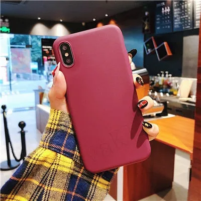 Luxury Soft Back Matte Color Cases for iPhone 7 plus 8 6 6s X XS max XR 5 5s SE Case Shockproof TPU Silicone Back Cover Capa