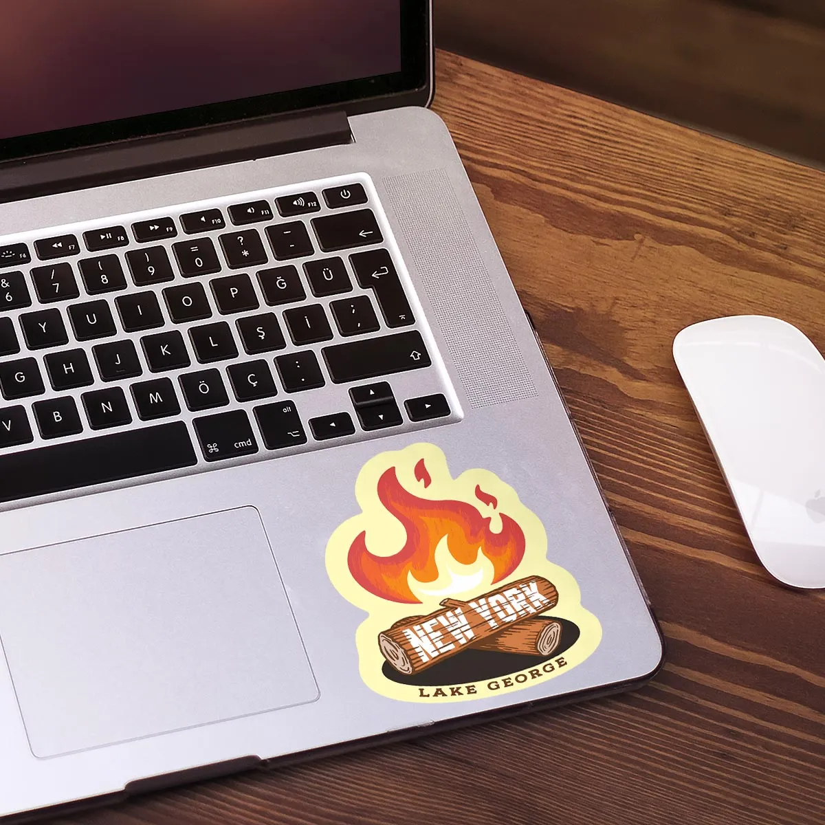 New York Lake George Campfire Die Cut Vinyl Sticker NY Decal