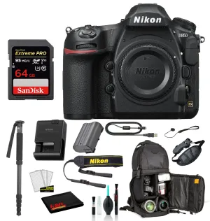 Nikon D850 DSLR Camera Body Only Bundle – Includes SanDisk 64GB Extreme PRO Card   Sling Backpack   MORE  International