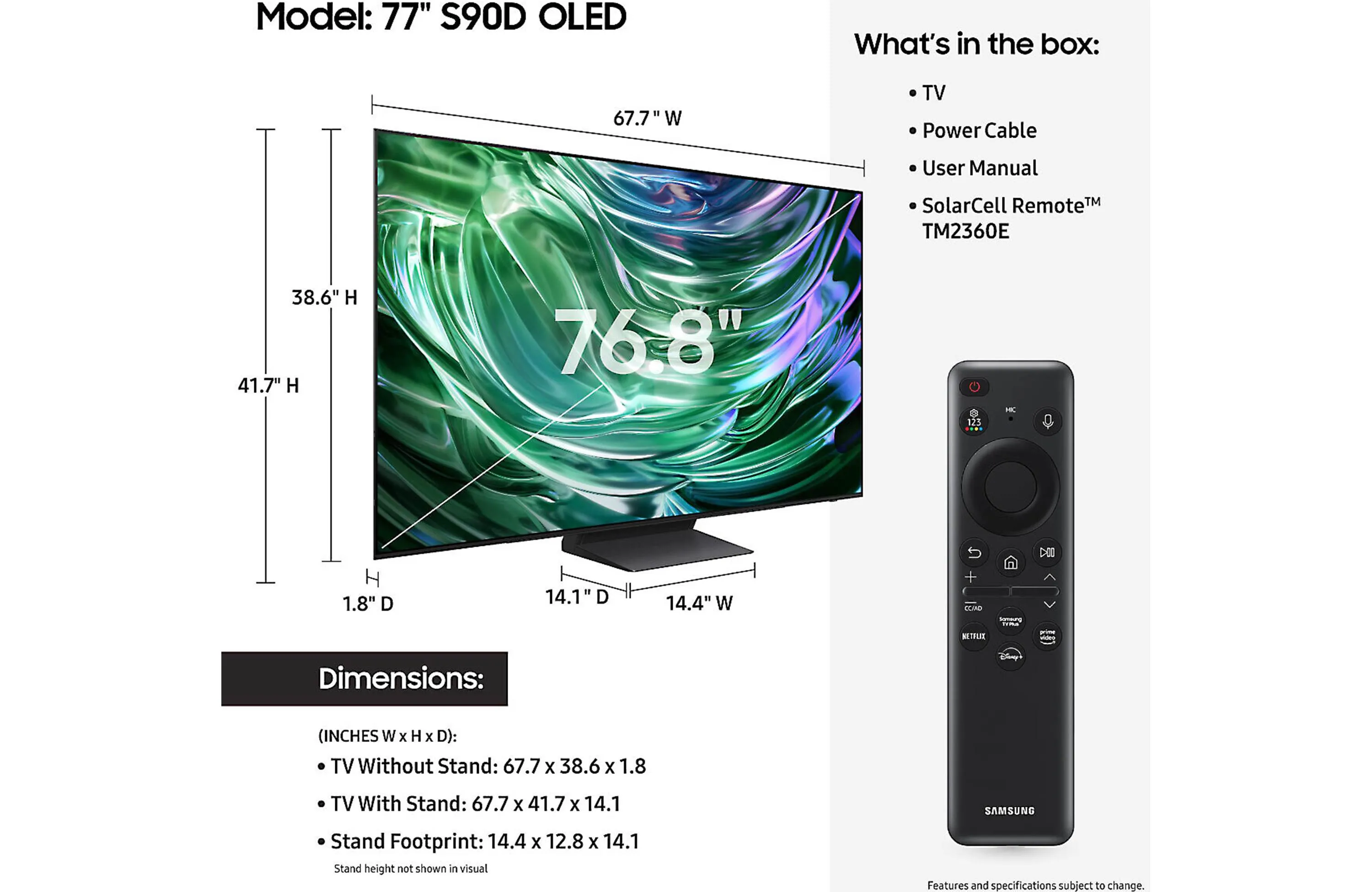 Samsung QN77S90D 77" OLED 4K UHD Smart TV