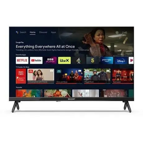 Sharp 1T-C24FH2KL2AB 24" HD Ready Led Android Smart TV Chromecast - Black