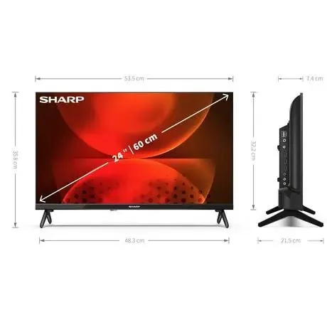Sharp 1T-C24FH2KL2AB 24" HD Ready Led Android Smart TV Chromecast - Black