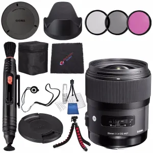 Sigma 35mm f/1.4 DG HSM Art Lens for Nikon DSLR Cameras #340306   67mm 3 Piece Filter Kit   Lens Pen Cleaner   Microfiber Cleaning Cloth Bundle