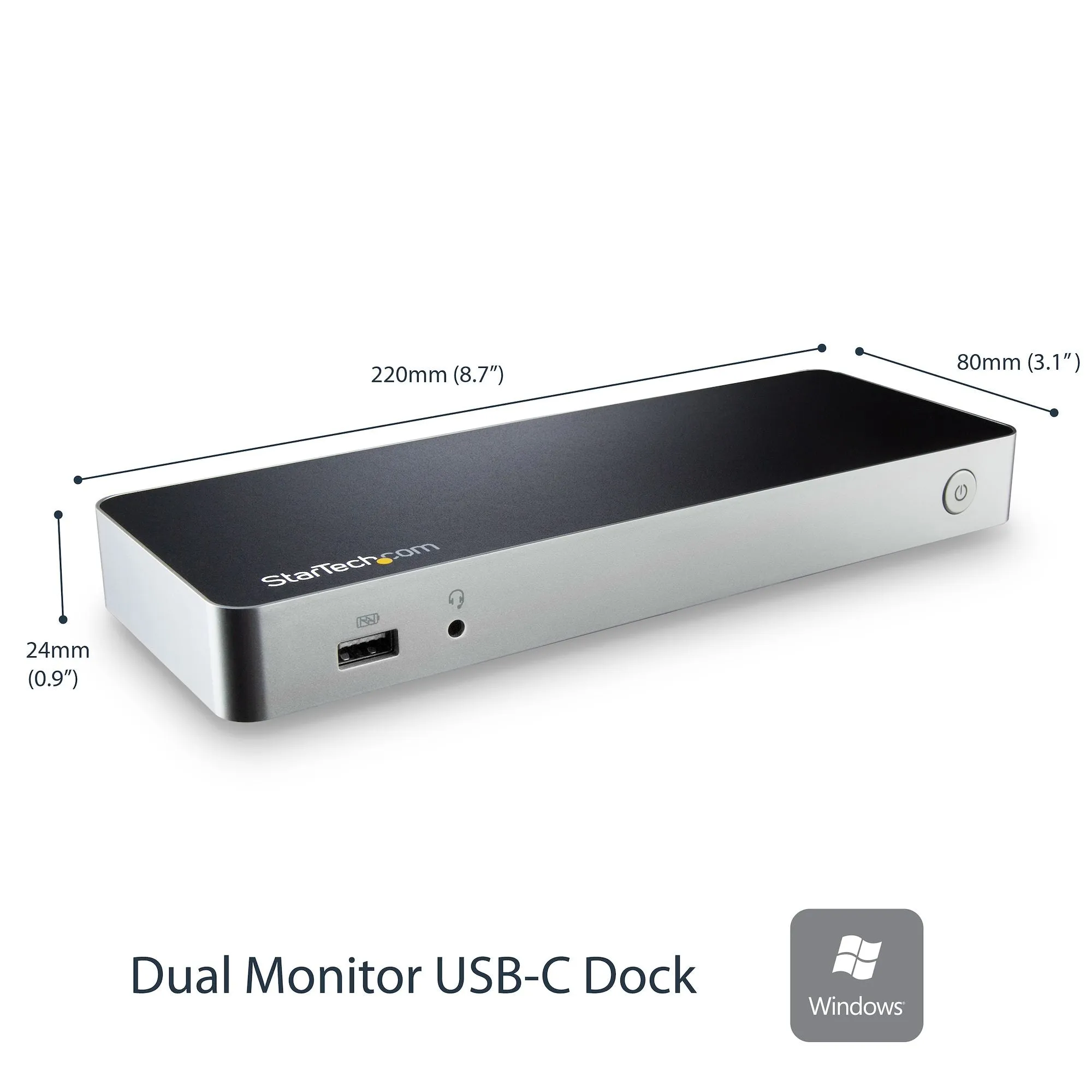 Startech.Com Dual Monitor Usb C Docking Station With 60W Power Delivery For Windows Laptops, Usb C To Hdmi / Dvi Dock, U
