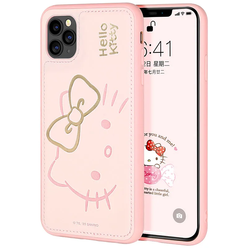 UKA Hello Kitty Gold Stamping PU Leather Back Cover Case