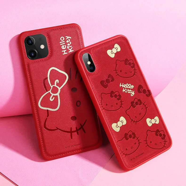 UKA Hello Kitty Gold Stamping PU Leather Back Cover Case