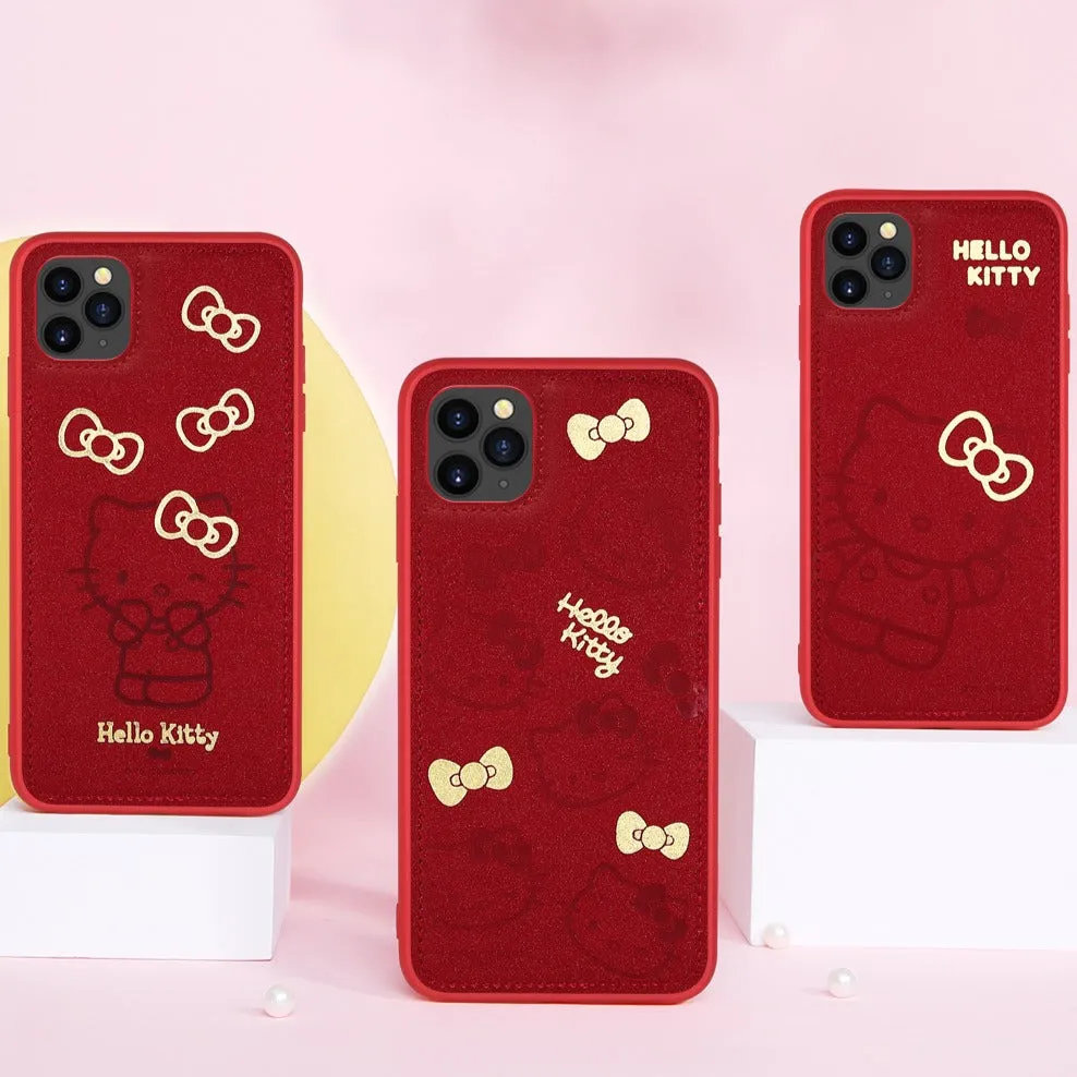 UKA Hello Kitty Gold Stamping PU Leather Back Cover Case