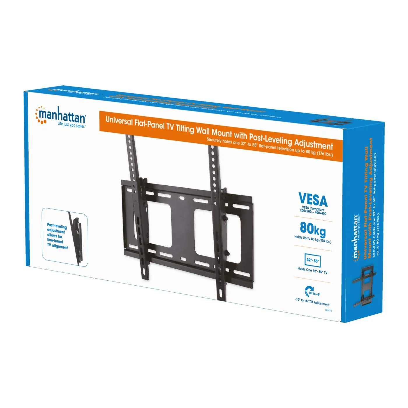 Universal Flat-Panel TV Tilting Wall Mount with Post-Leveling Adjustment