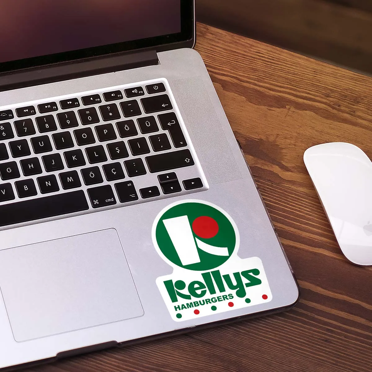 Vinyl Sticker; Kelly's Hamburgers, New England Fast Food Restaurant, Gone But Not Forgotten, Die Cut Vinyl