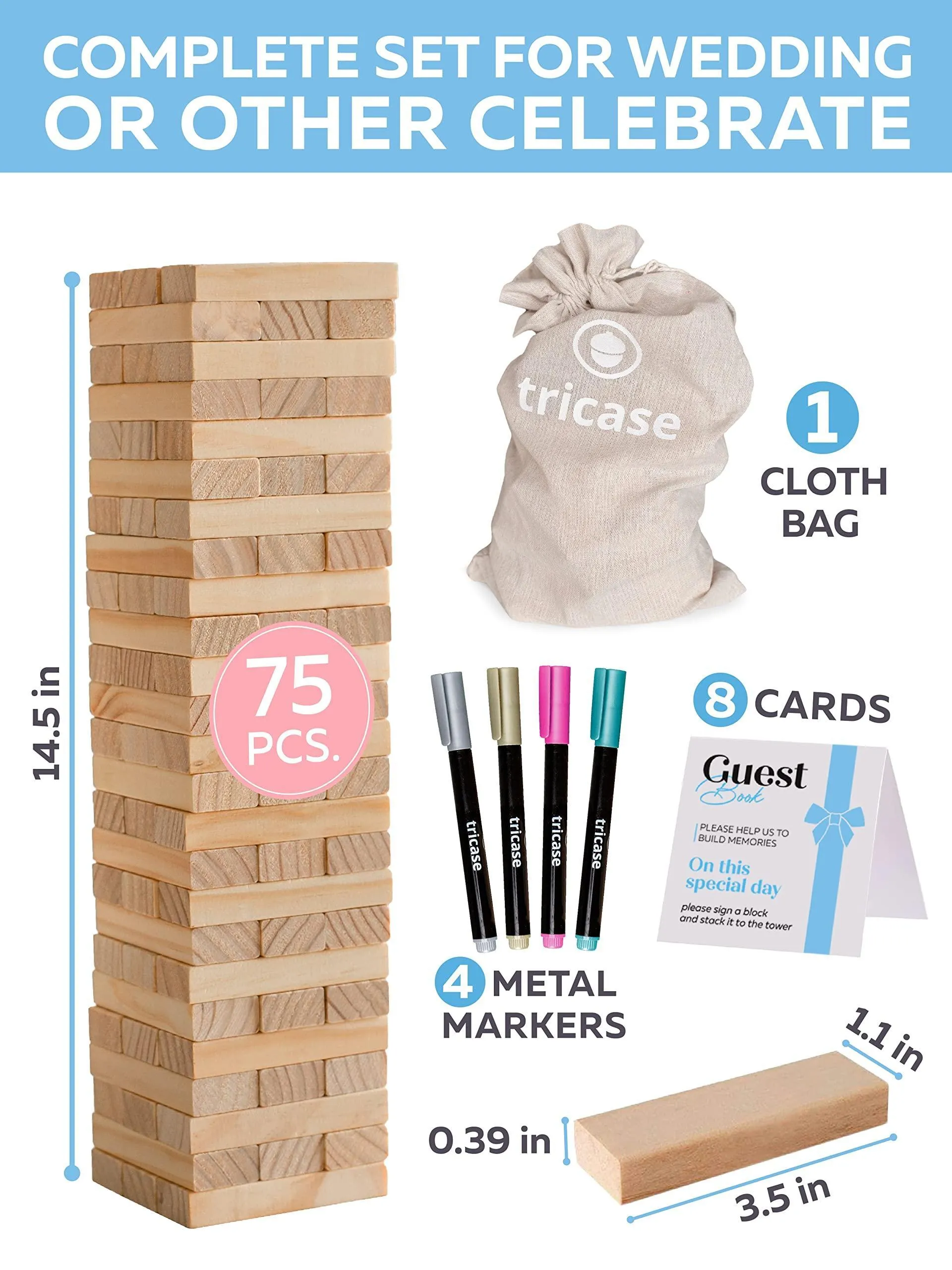 Wedding Guest Book Alternative 75 pcs Wooden Block Guest Book for Sign